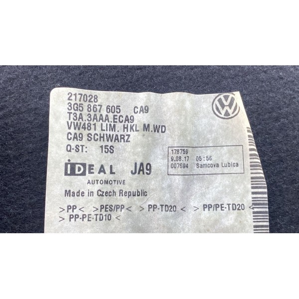 Forro Tampa Porta Malas - Volkswagen Passat Tsi 2018 B7