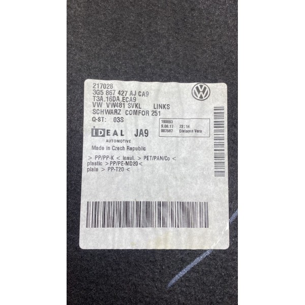 Forro Latearal Porta-malas - Volkswagen Passat Tsi 2018 B7