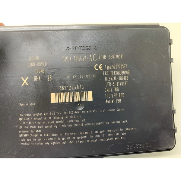 Módulo Keyless Range Rover Evoque 2013 Dpla19h440 2761